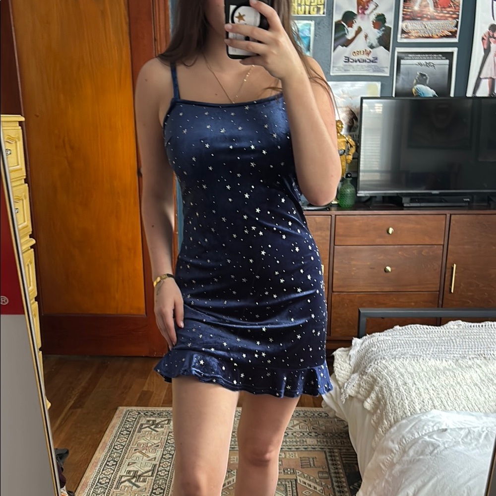 Wild Honey Blue Sequin Embellished Mini Dress
